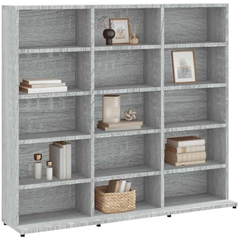 Tomostar Étagère Rangement CD/DVD, Meuble de Rangement CD et DVD Armoire à CD Étagère Bibliothèque Sonoma gris 100x23x89,5 cm Bois d'ingénierie
