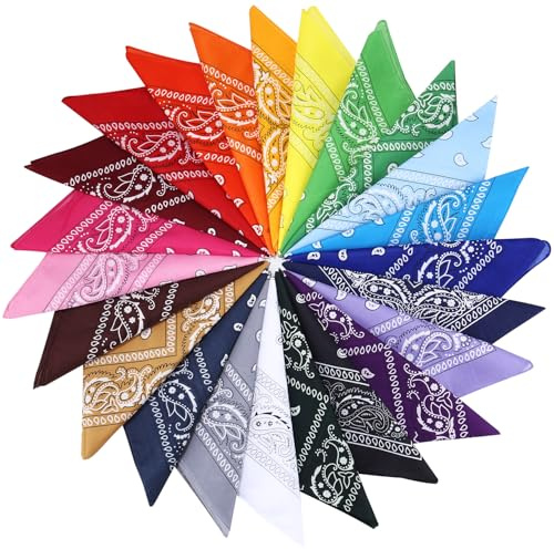 Vuxava 23 Stück Baumwolle Bandana Set 54×54 cm – Paisley Muster Halstücher Kopftuch für Damen Herren, Buntes Bandana für Sommer Outdoor Alltag
