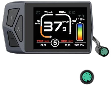 Varstrom EKD01 Anzeige für BAFANG BBS01B,BBS02B, BBS03-HD Mittelmotor - UART-Protokoll E-Bike Display Elektrofahrräder Mittelmotor für E-Bike Umbausätze, 5-Poliger Rundstecker