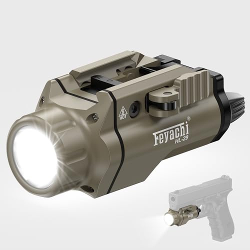 Feyachi HL-29 Taktische Pistolen-Licht-Taschenlampe, 1500 Lumen, 2 Modi, Taktische Airsoft-Taschenlampe, Passend für mehrere Modelle Taschenlampe (Khaki)
