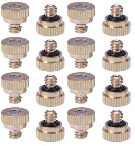 Boquilla Nebulizadora de Latón 0,4mm, 25 Piezas, Baja Presión | Color Amarillo, Acero Inoxidable y Latón, Niebla Suave, Ahorro de Agua y Energía, Fácil de Llevar