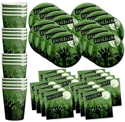 Zombie Birthday Party Supplies Set Plates Napkins Cups Tableware Kit for 16