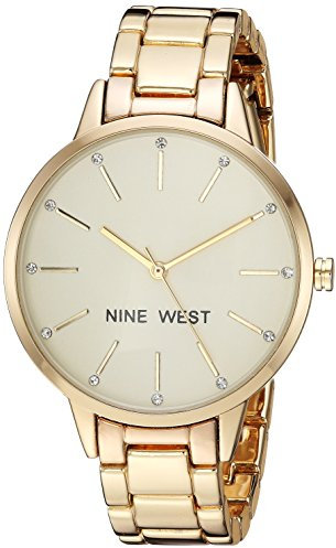 Nine West Women's Crystal Accented Bracelet Watch Gold