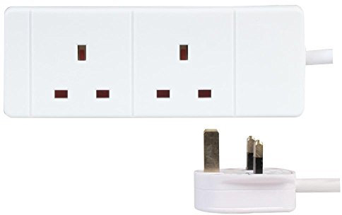 proelec 2 gang 5m white extension lead - slim