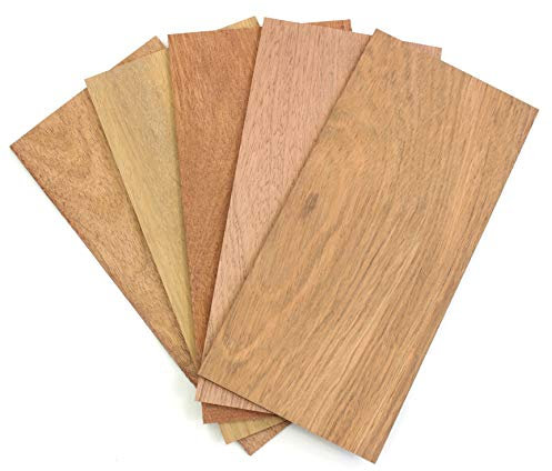 wodewa Holz Furnier Set 2mm Starkfurnier 5 Holzarten 30x14cm 5er Set Sägefurnier Bastelholz Platten Echtholz Holzfurnier zum Basteln Holzplatte Bastelset Modellbau DIY II