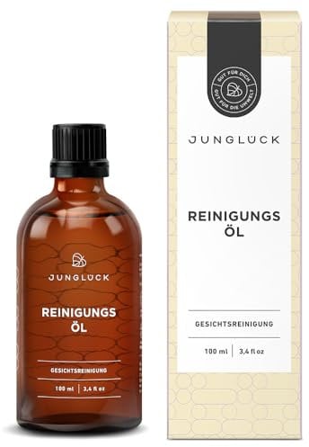 JUNGLÜCK Reinigungsöl Gesicht - Vegan | Natürliches Cleansing Oil mit hochwertigem BIO Arganöl, BIO Jojobalöl & BIO Rizinusöl | Gesichtsreinigung ohne Zusätze, Make-Up Entferner | Made in Germany