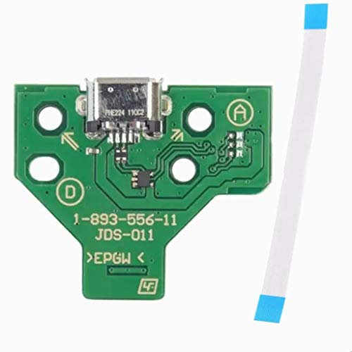 Devine Customz JDS-011 Replacement Charging Port Assembly for PS4 DualShock 4, Repair Part Micro USB Adaptor Charger Socket Board Connector Module for Playstation PS4 Controller, Flex Cable