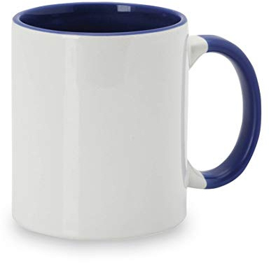 Publiclick® Pack of 5 Subl Blue Sublimation Mug, Measures Ø8X9 cm, 300 ml Ceramic Mug, Special Finish for sublimation marking, Handle and Interior with Color.