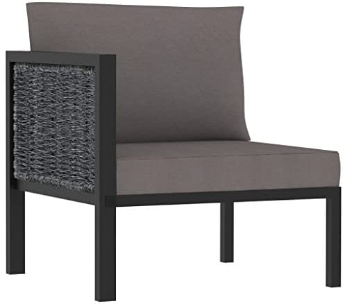 vidaXL Sofa-Eckelement mit Rechter Armlehne und Kissen Ecksofa Modulsofa Eckteil Modulares Sofateil Modul-Loungesofa Gartenmöbel Poly Rattan Anthrazit