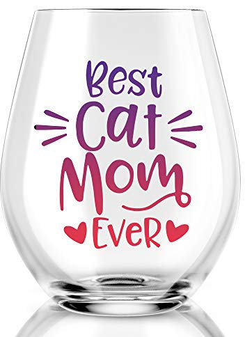 Lustiges Weinglas mit Aufschrift Best Cat Mom Ever, Geschenk für Katzenliebhaber, Katzen-Vater, Katzen-Mutter, Frauen, Tierärzte, Tierrettung, Tier-Technik, perfekt Geburtstag, Valentinstag