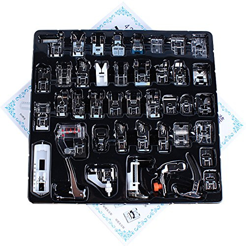 BUDDE 42pcs Domestic Sewing Machine Presser Feet Set Compatible for Brother, Babylock, Singer, Janome, Elna, New Home, Simplicity, Necchi, Kenmore, Only for Low Shank Sewing Machines