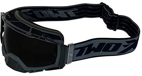 TWO-X Cross-Brille - Motocross-Brille mit getöntem schwarzen Glas - Kratzfeste Brille - Enduro & Downhill - Schutz-Brille - Atom - Outbreak-Grau