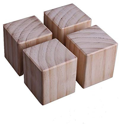 XHP Lot de 4 pieds de meubles en bois pour la maison - Augmentez la hauteur du meuble, rehausseur de meubles - Dimensions : 3 x 3 x 3 cm