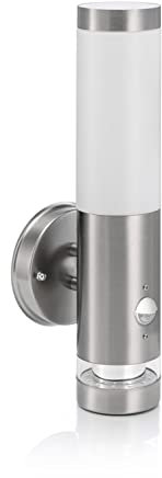 Auraglow Brushed Chrome Dual Function PIR Motion Sensor Wall Light - BUCKLEBURY - Fitting Only