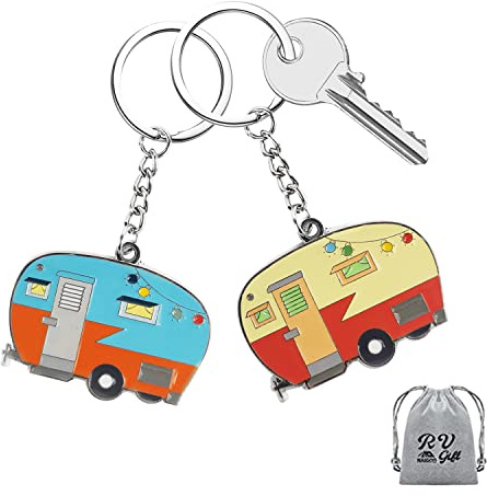 Camper Schlüsselanhänger-Set Happy RV Camper Schlüsselanhänger Paare Camping Geschenke für Männer Frauen Camper Reise Anhänger Zubehör 2 Stück