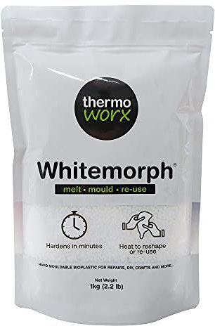 Thermoworx Whitemorph 1 kg Bioplastik von Hand zum Schmelzen, Formen und Wiederverwenden
