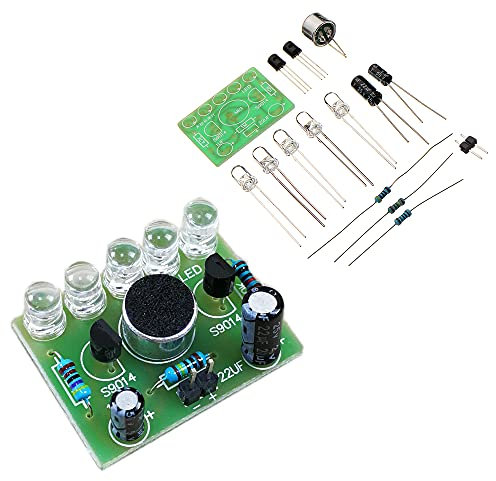 DollaTek 5 Pezzi Melodia a Comando vocale Luce 5mm evidenziazione Kit di Allenamento elettronico Flash LED Fai da Te