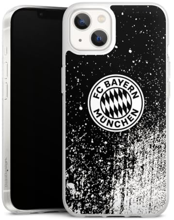 Silikon Hülle kompatibel mit Apple iPhone 13 Case transparent Handyhülle FC Bayern München Offizielles Lizenzprodukt FCB