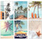 OYFFL 6 Stücke Leinwand Poster Set Pfingstrose Blume Poster Tropische Landschaft Kokospalme Blatt Surfbrett Malerei Natur Poster Wandkunst Dekorieren Für Wohnkultur (40 * 60cm No Frame,6)