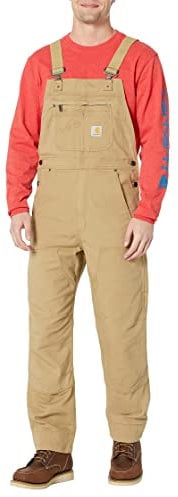 Carhartt Salopette ample en toile robuste et flexible pour homme, Kaki foncé 2, 46