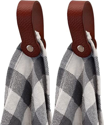 Brute Strength - Magnetischer Geschirrtuch-Handtuchhalter Leder - Cognac - 2 Stück - für Küche – Küchentuchhalter - Haken für Geschirrtücher