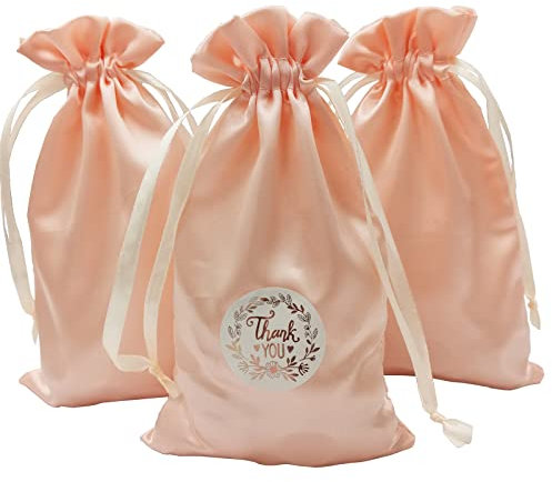 DUGYIRS 30 Pièces Sacs Cadeaux Or Rose Satiné 12cmx20cm, Bijoux Sacs Cadeau de Mariage Sacs à Cordon Douche de Bébé Sac Cadeau de Vacances