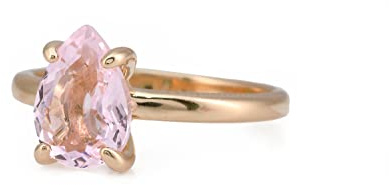 Unico Anello di Oro Rosa 14K - Elegante Anello con Pietra di Quarzo Rosa per Donna - con Incisione e Scatola di Fantasia Gratuita - Gioielli Fatti a Mano