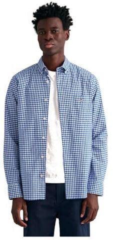 GANT Men's Reg Poplin Gingham Shirt, College Blue, 3XL
