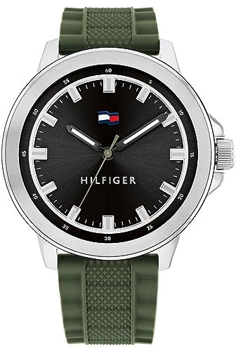 Tommy Hilfiger Analog Quarzuhr für Herren mit Grünes Silikonarmband - 1792021