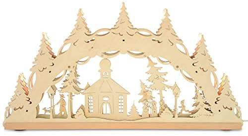 Riffelmacher&Weinberger Original Erzgebirge Holz Lichterbogen Seiffener Kirche 55 cm | 13002 - Schwibbogen