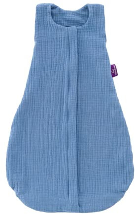 Träumeland Schlafsack LIEBMICH & Windel Blaubaer | Babyschlafsack ohne Ärmel | Kinderschlafsack 100% Baumwolle Jungen Mädchen | Leichter Sommerschlafsack atmungsaktiv | TOG 0,5