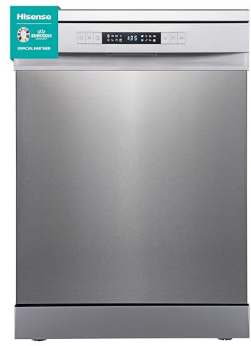 Hisense HS622E10X - Lavavajillas, Capacidad para 13 servicios, 60 cm, Programa ECO, Silencioso, 2, Filtro autolimpiable, Contador digital, Libre instalación, Inox