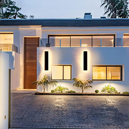Lange Wandleuchte Villa Wandleuchte Schwarze Wandleuchte Wasserdicht Ip65 Aluminium Acryl Außen LED Wandleuchte für Gärten, Terrassen,Schlafzimmer Wohnzimmer Innen wandleuchte,20cm*1/7W,Warm light