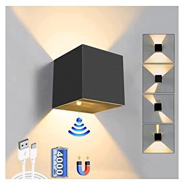 Elitlife LED Wandlampe mit Bewegungsmelder Innen Magnetische Wandleuchte Akku Treppenbeleuchtung mit Schalter, USB Aufladbare Wandlampe Wandbeleuchtung Flurlampe ohne stromanschluss