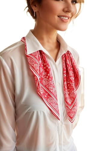 Prettystern 65cm handrolliertes Seidentuch Kopftuch Seidenschal mit Paisley Druck Seide Halstuch für Damen Herren 01 Rot