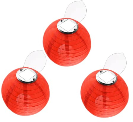 Youning Lampions Solar Außen Wetterfest 30cm Solar Lampion Outdoor Solar LED Laterne Hängende Wasserdicht Nylon Gartenlampions Außenlaternen Solarlampions für außen (3PCS Rot)