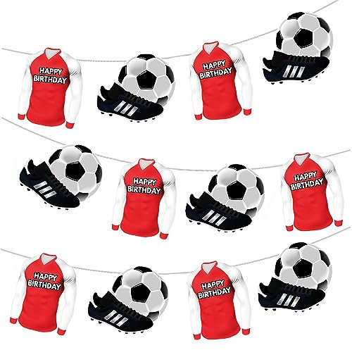AK Giftshop Football Red and White Team Colours Bunting Party Decorations - 12pcs / 2.5m Ribbon