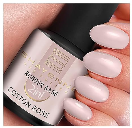 SHAYENNE 2in1 Rubber Base Color Cotton Rose Nagellack 15 ml für UV LED Lampe | MADE in Germany | Cover Gel Nail Polish for UV Nail Lamp | LED Nagel Lack Gellack Nagelgel