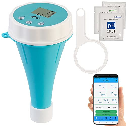 AGT Pool-Messgerät Chlor: Digitaler 6in1-Wassertester mit Bluetooth, Versandrückläufer (Digitaler Wassertester Pool, Wassertester Pool elektronisch, Smart Home)