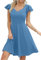 Missufe Kurz A-Linie Herzausschnitt Minikleid Cocktailkleid Damen Elegant Vintage Kleider (Hellblau, Mittel)