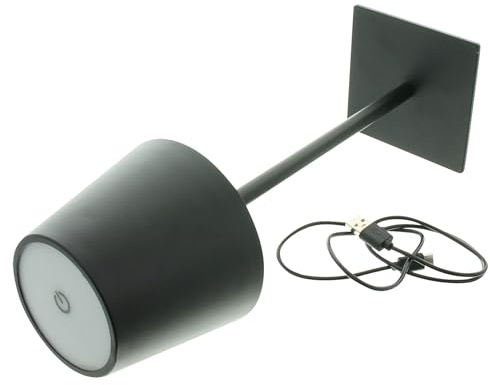 FRANK FLECHTWAREN LED-Tischlampe Black, Metall, mattschwarz, LEDs, dimmbar, Touchfunktion, Maße: Höhe 31 cm, inkl. USB-Ladekabel, für den Außenbereich geeignet, Modernes Design, Flexible Beleuchtung