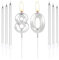 mciskin Silver 80 Birthday Candles-3D Number 80 Candle for Cake with 6pcs Long/Thin Candles Set,Silver Cake Topper for Women Men 80th Birthday Decorations Supplies,80th Wedding Anniversary Décor