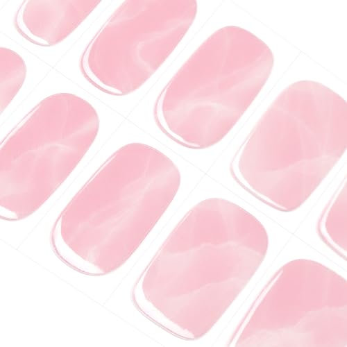 DANNI & TONI Halb ausgehärtete Gel Nagelfolien (Pink Bliss) Rosa Weiß Farbmischung Glänzend uv Gel Nagelfolie Nagelsticker Nageldesign Nagelfolie Selbstklebend Wraps 28 Aufkleber