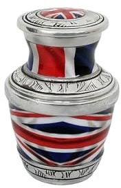 Well Blessed UK Flag Aluminium Decorative Human Urn For Ashes. (Small 3 Inches)
