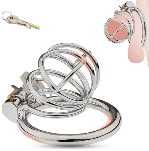 Peniskäfig Chastity Cage Male Metall,Penis Käfig mit 3 Cockringe Keuschheitskäfig Bondage Fetisch,Cock Cage Chasity Belt Keuschheitsgürtel für herren Sex Spielzeug (Ø:50mm)