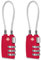 CFMOUR TSA Locks - 1, 2, 3, 4, 5, 6 Pack 3-Dial Travel Cable Combination Security Padlock for Suitcase Luggage Case Bag Code Lock - Red (Pack of 2)