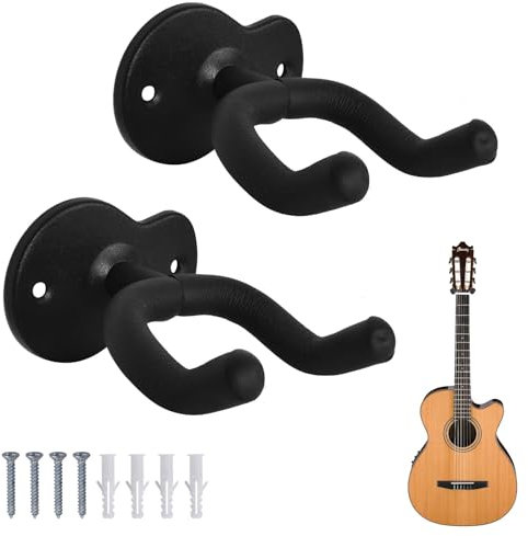 Paquete de 2 Soportes de Pared para Guitarra. Colgador de Guitarra Soporte para Gancho de Pared Fácil de Instalar Se Adapta a Guitarras de Todos los Tamaños,Banjo y Ukelele