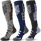 MOSEY KOSY 3 Pairs Unisex Merino Wool Ski Socks Thermal Warm Winter Thick Knee High Long Athletic Socks for Hiking Skiing(Blue-gray Series,7-11)