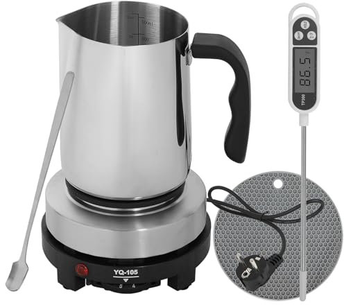 Inscrip Kerze Making Kit mit elektronischer Kochplatte, Kerze Making Kit für Erwachsene, DIY Starter Kerze Making Supplies, mit 900ml Kerze Make Gießtopf, Rührlöffel, Isolierpad, Thermometer