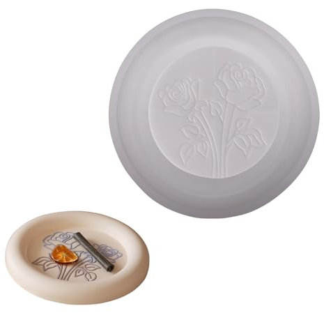 milaosk DIY Runde Silikonformen Tablett mit Rillen 21.5cm silikonform Teller silikonformen gießformen Untersetzer Kerzenhalter Beton Ablageform Betonformen Silicone Molds Tray Epoxidharz Formen